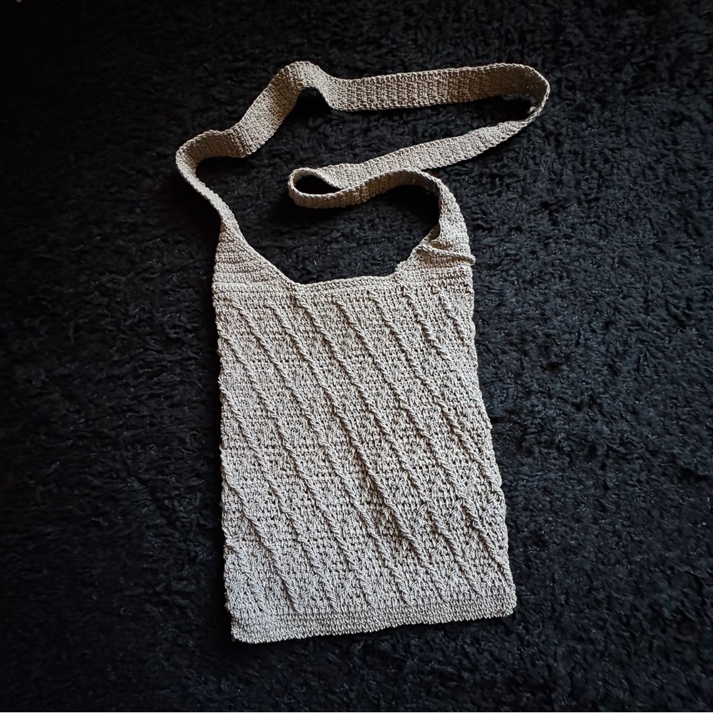 Chic Beige Knit Handbag NWT